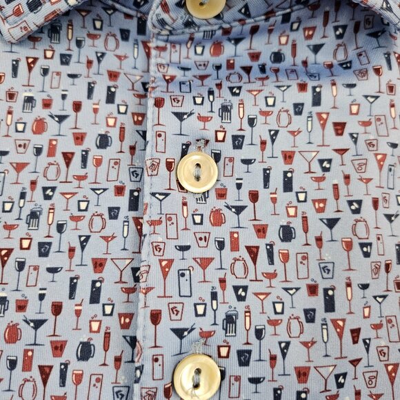 Peter Millar Shirt Mens L Summer Comfort Geometric Polo Golf Cocktails Party - Picture 3 of 9